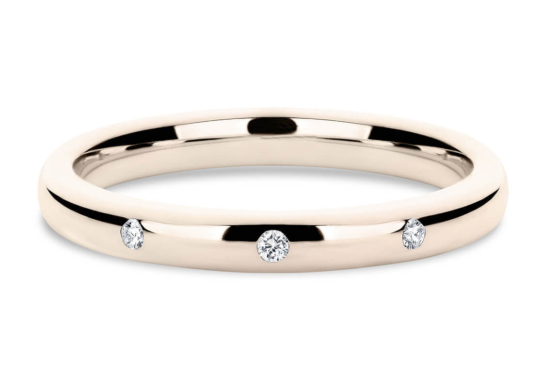 3 stones Rose Gold 18k Wedding Band