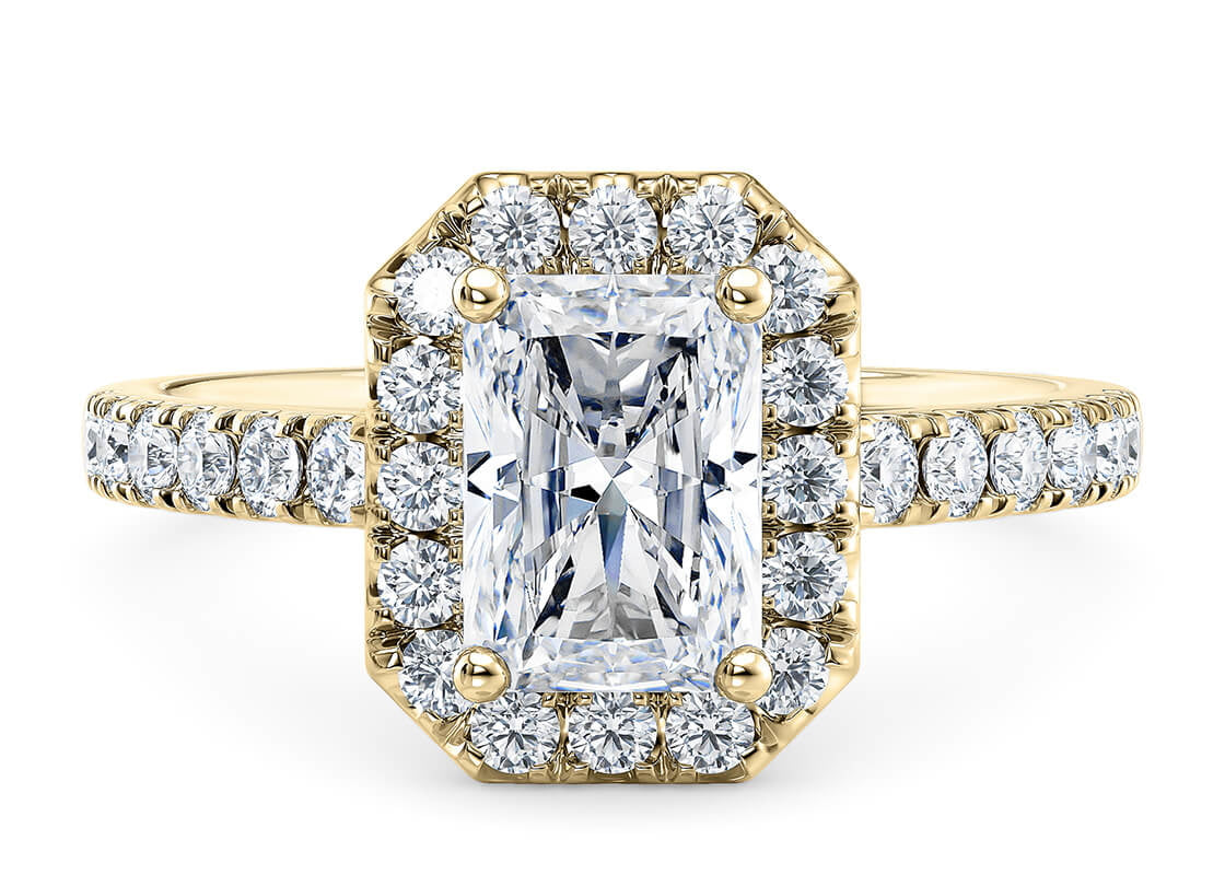Medici Halo Yellow Gold 18k Radiant Engagement Ring