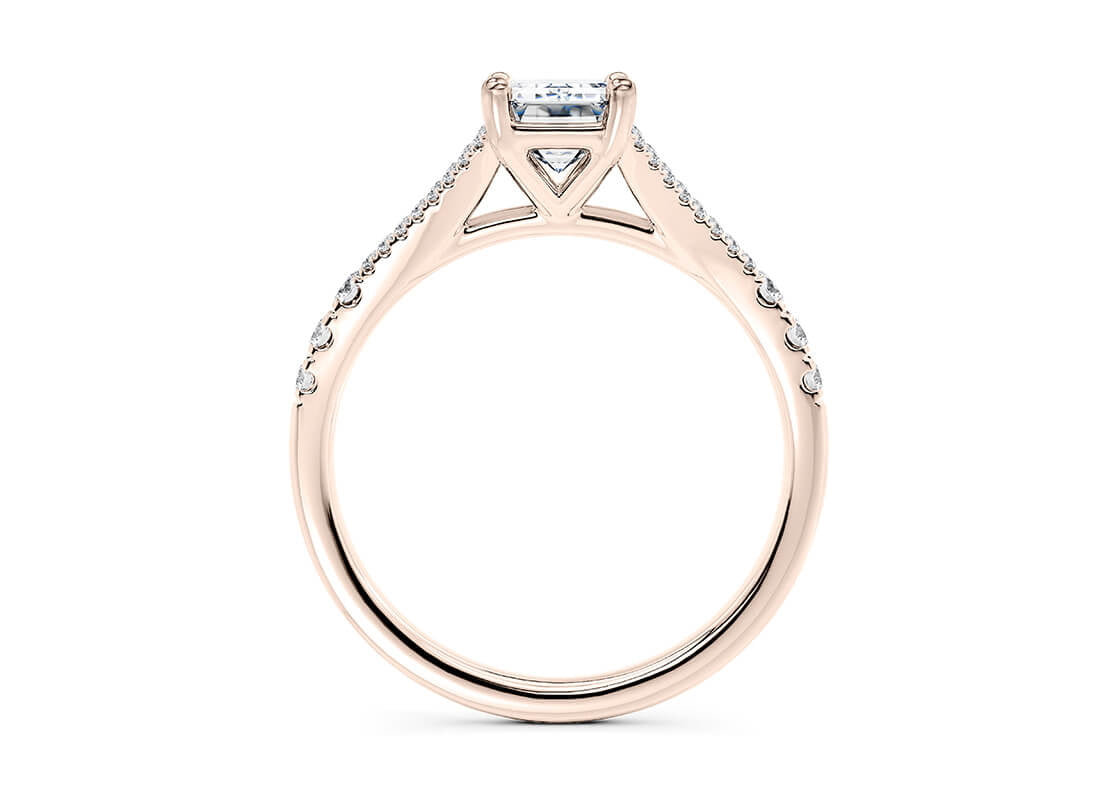 Oxford Diamond Band Rose Gold 18k Emerald Engagement Ring
