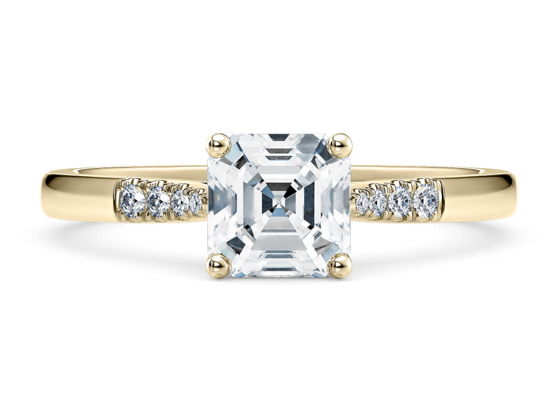 Thea Diamond Band Yellow Gold 18k Asscher Engagement Ring