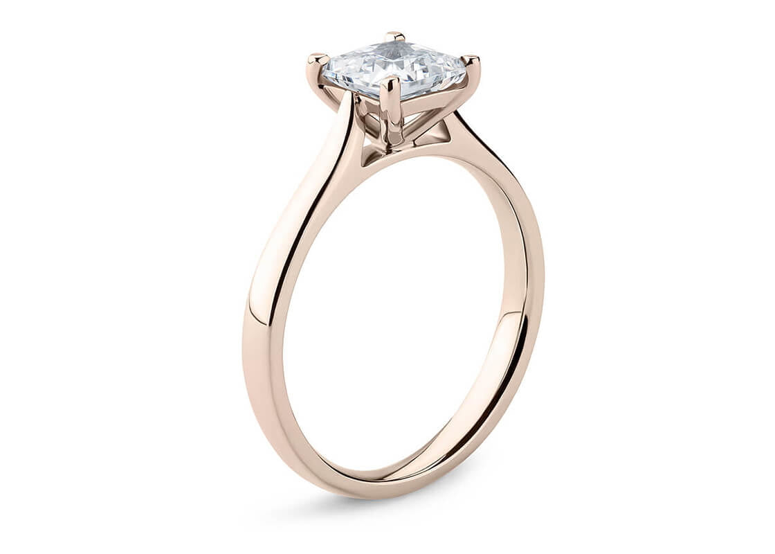 Contour Solitaire Rose Gold 18k Princess Engagement Ring