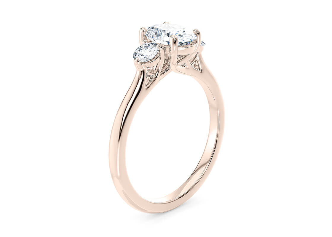 Valencia Trilogy Rose Gold 18k Oval Engagement Ring