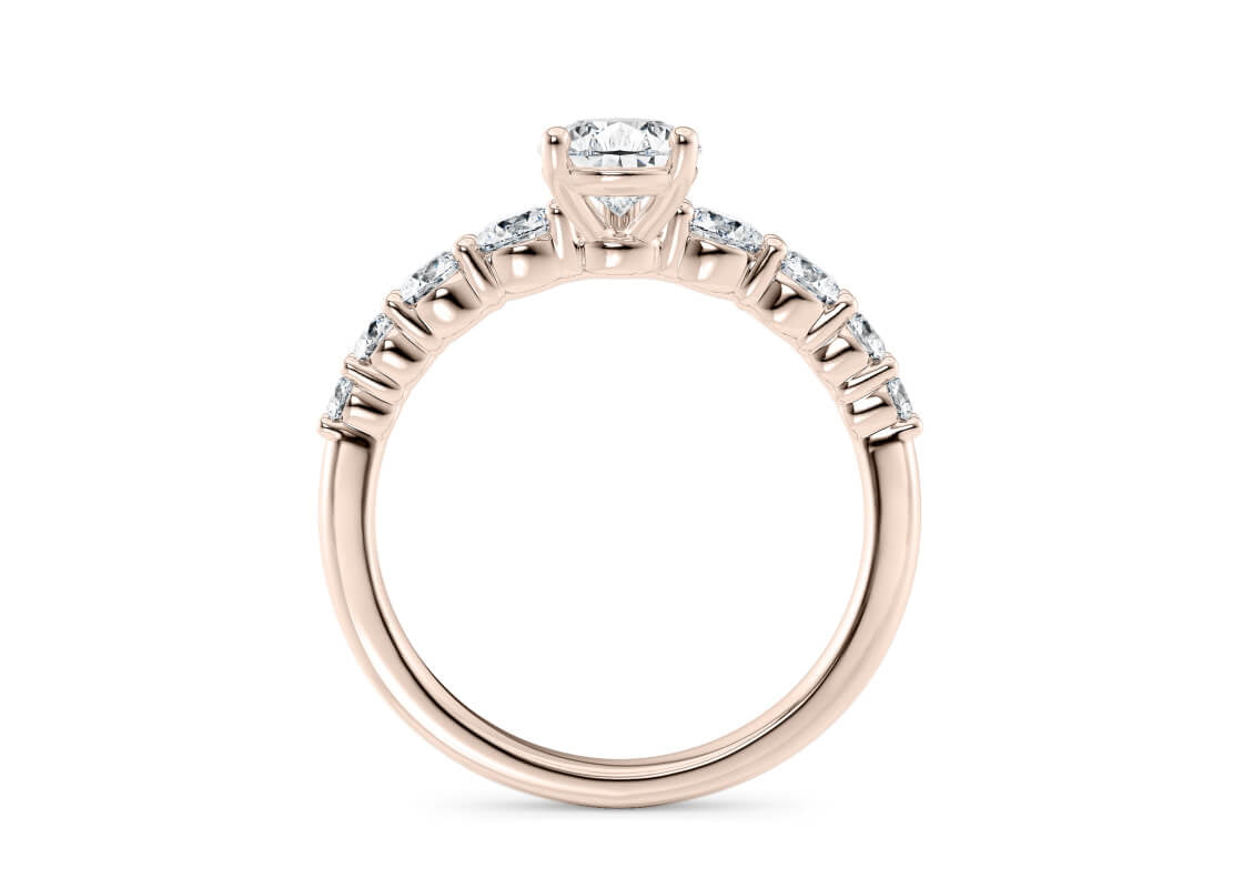 Lyra Diamond Band Rose Gold 18k Pear Engagement Ring
