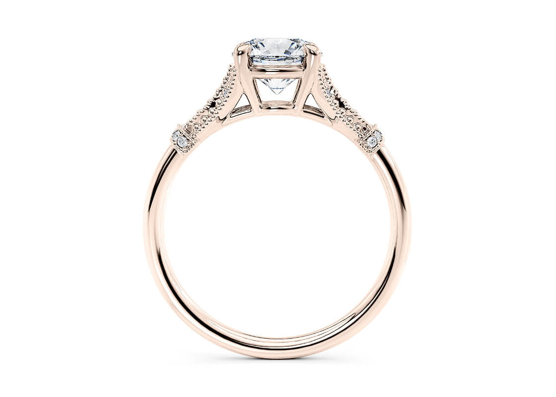 Jasmine Vintage Rose Gold 18k Round Engagement Ring