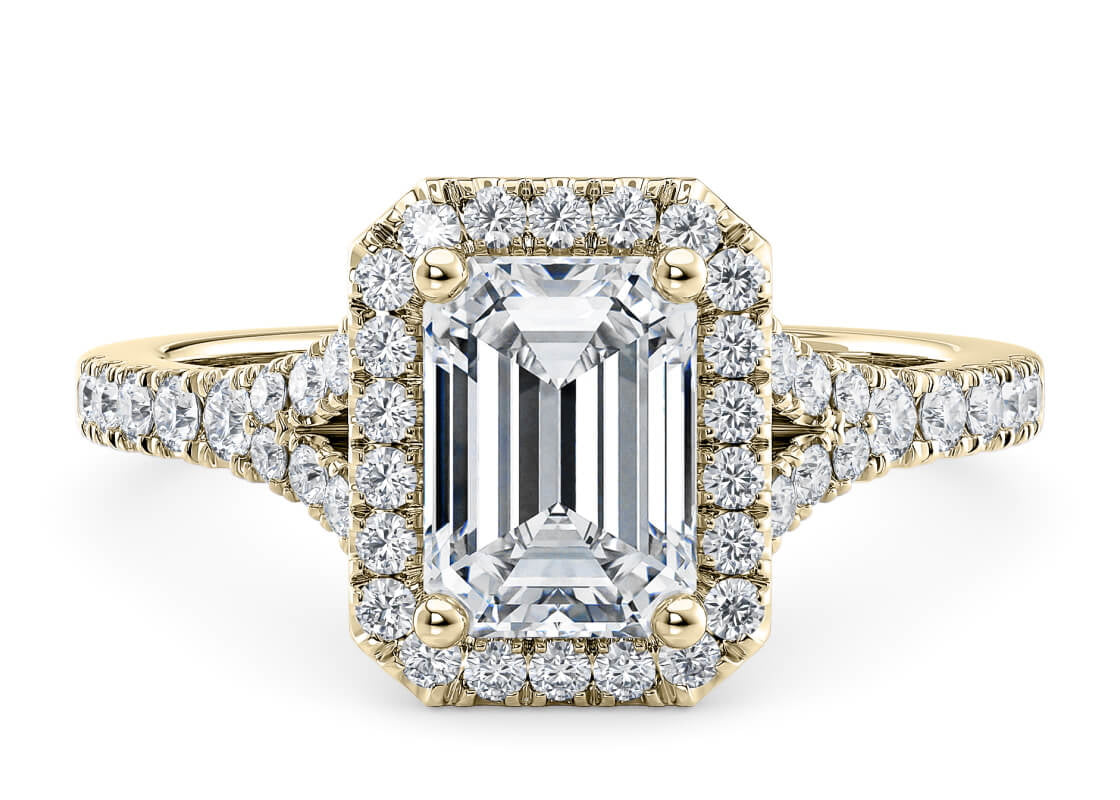Battersea Halo Yellow Gold 18k Emerald Engagement Ring