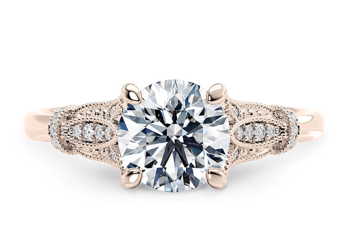 Jasmine Vintage Rose Gold 18k Round Engagement Ring