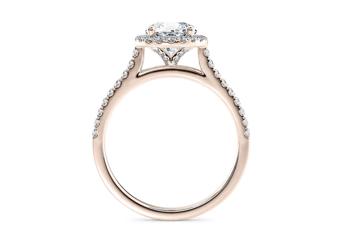 Aphrodite Halo Rose Gold 18k Round Engagement Ring