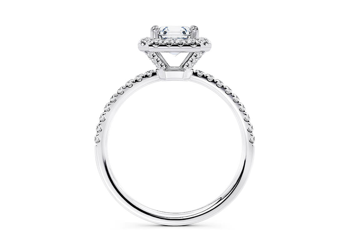 Isabella Halo Platinum Asscher Engagement Ring