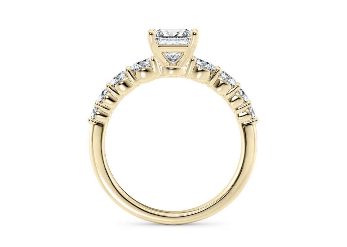 Lyra Diamond Band Yellow Gold 18k Princess Engagement Ring