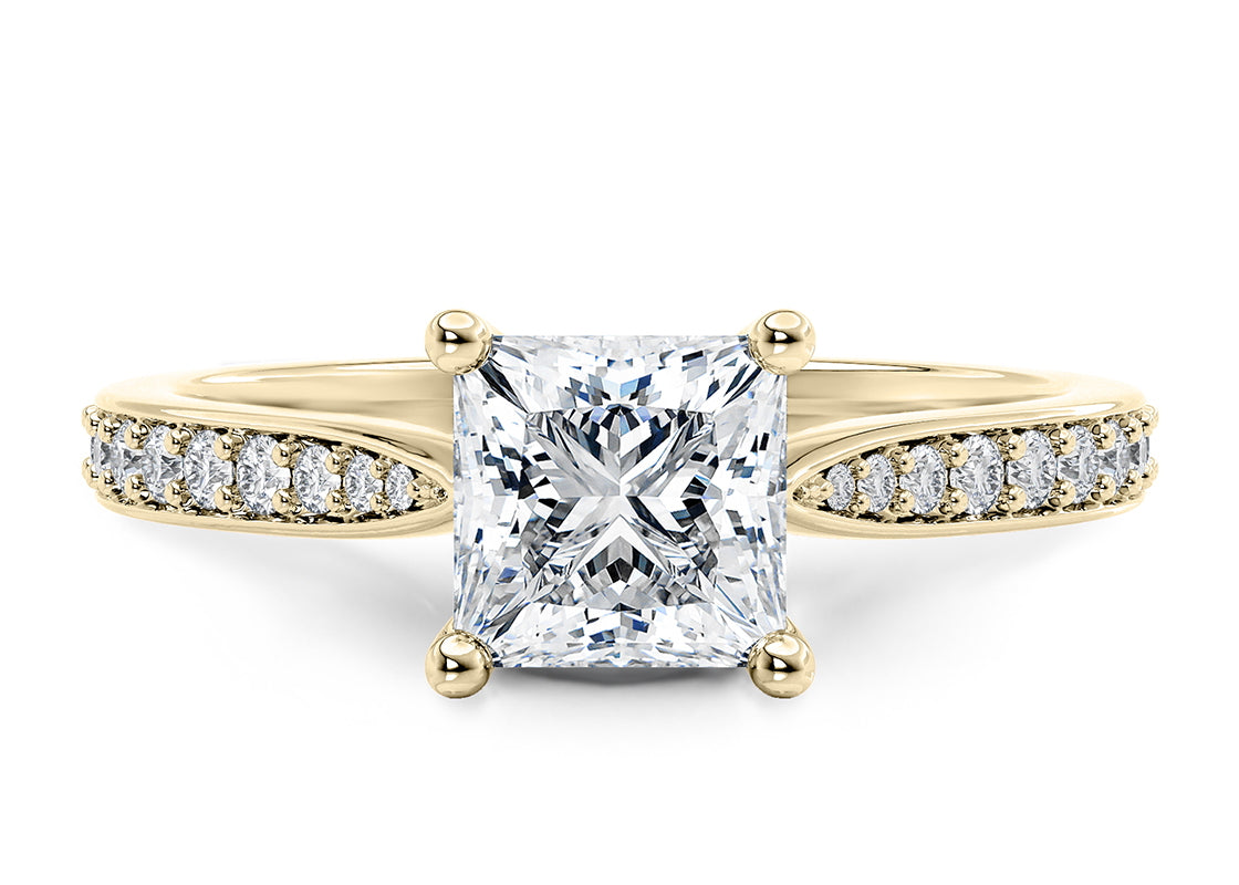 Victoria Diamond Band Yellow Gold 18k Princess Engagement Ring