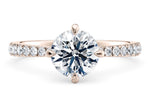 Asteria Compass Diamond Band Rose Gold 18k Round Engagement Ring