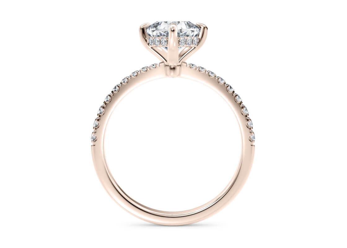 Asteria Compass Diamond Band Rose Gold 18k Cushion Engagement Ring