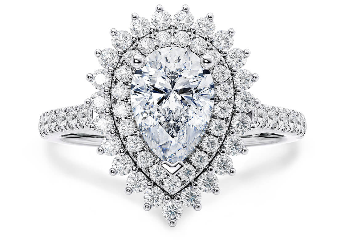 Berkeley Halo Platinum Pear Engagement Ring