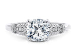 Jasmine Vintage Platinum Cushion Engagement Ring