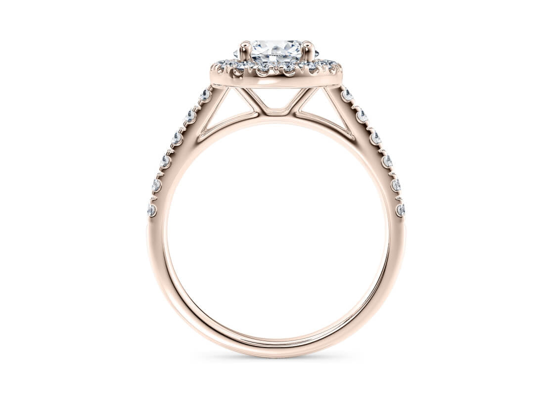 Medici Halo Rose Gold 18k Round Engagement Ring