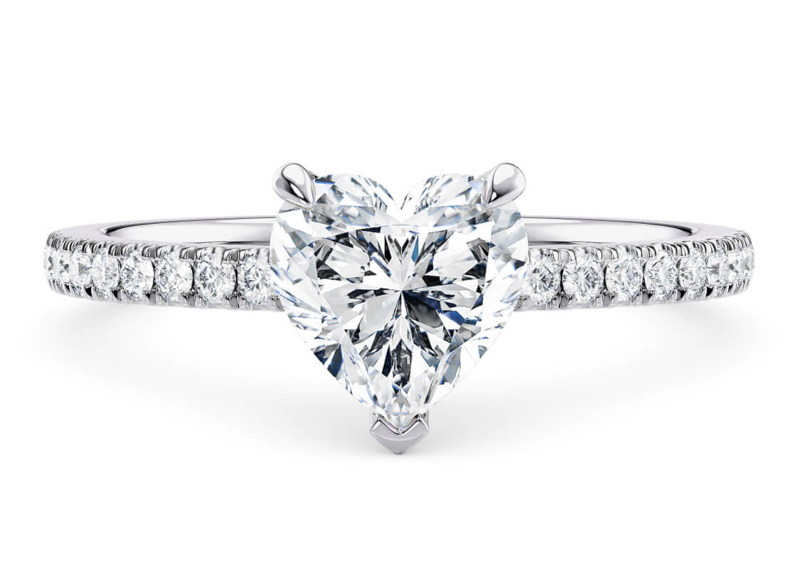 Aria Diamond Band Platinum Heart Engagement Ring