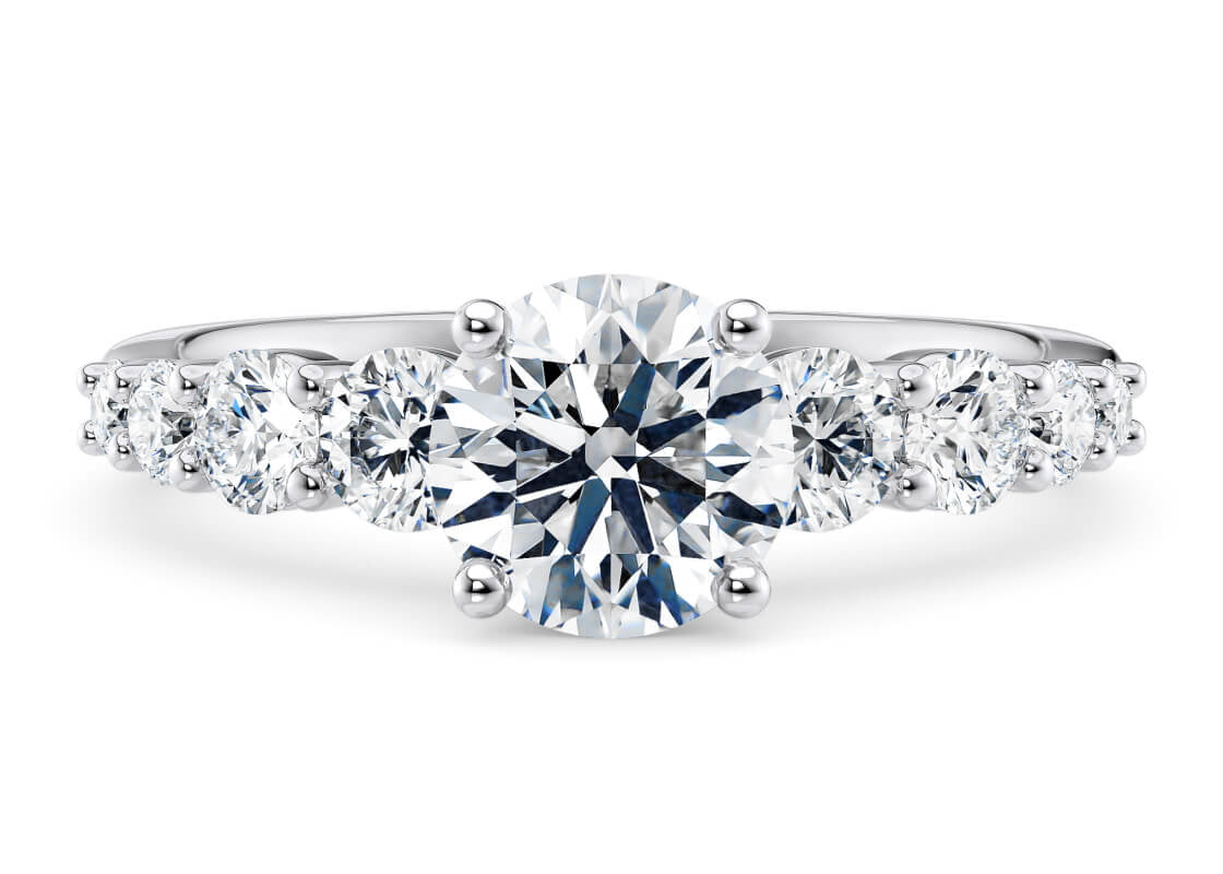 Lyra Diamond Band Platinum Round Engagement Ring