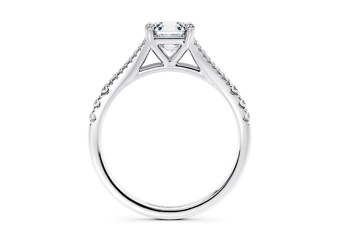 Oxford Diamond Band Platinum Asscher Engagement Ring