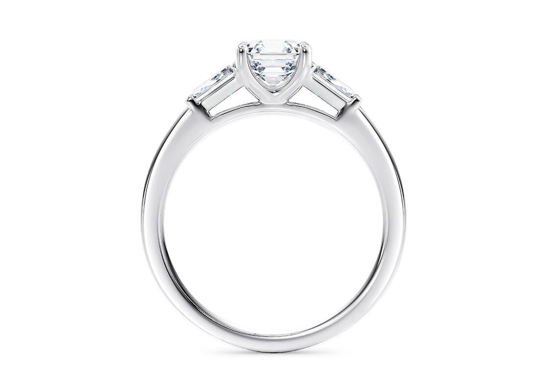 Alexandria Trilogy Platinum Asscher Engagement Ring