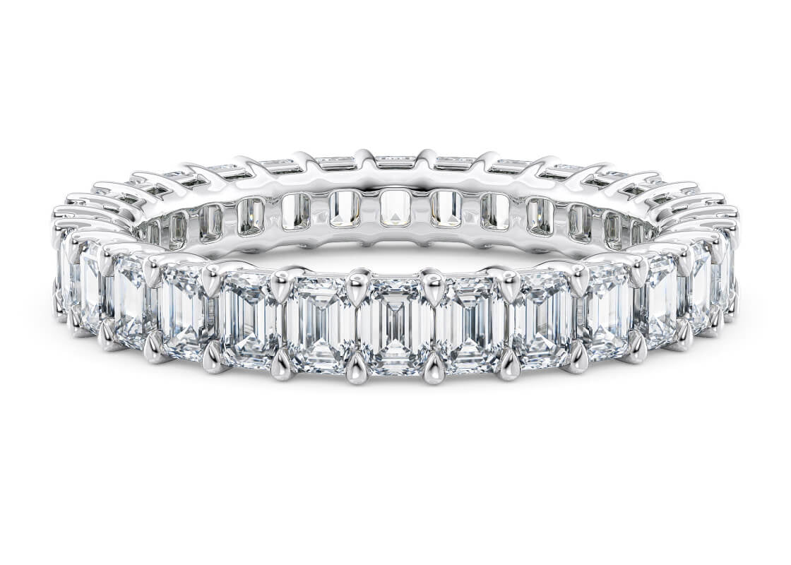 Regent Emerald Full Set White Gold 18k Natural Eternity Ring