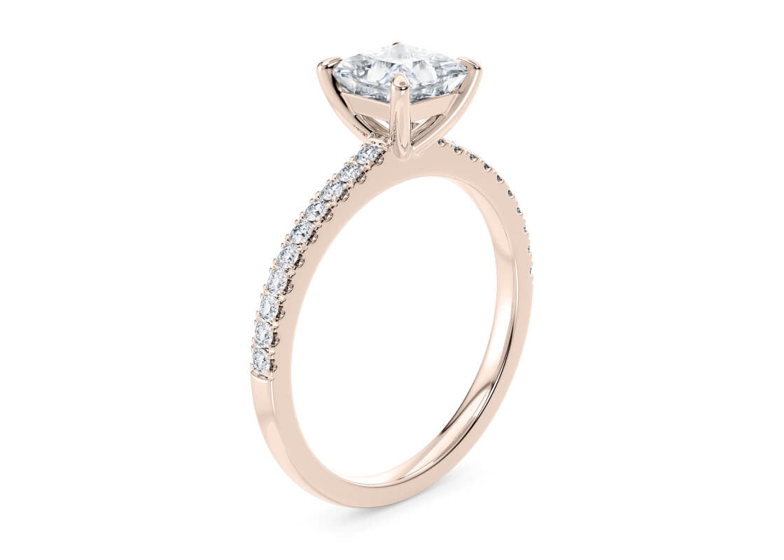Aria Diamond Band Rose Gold 18k Princess Engagement Ring