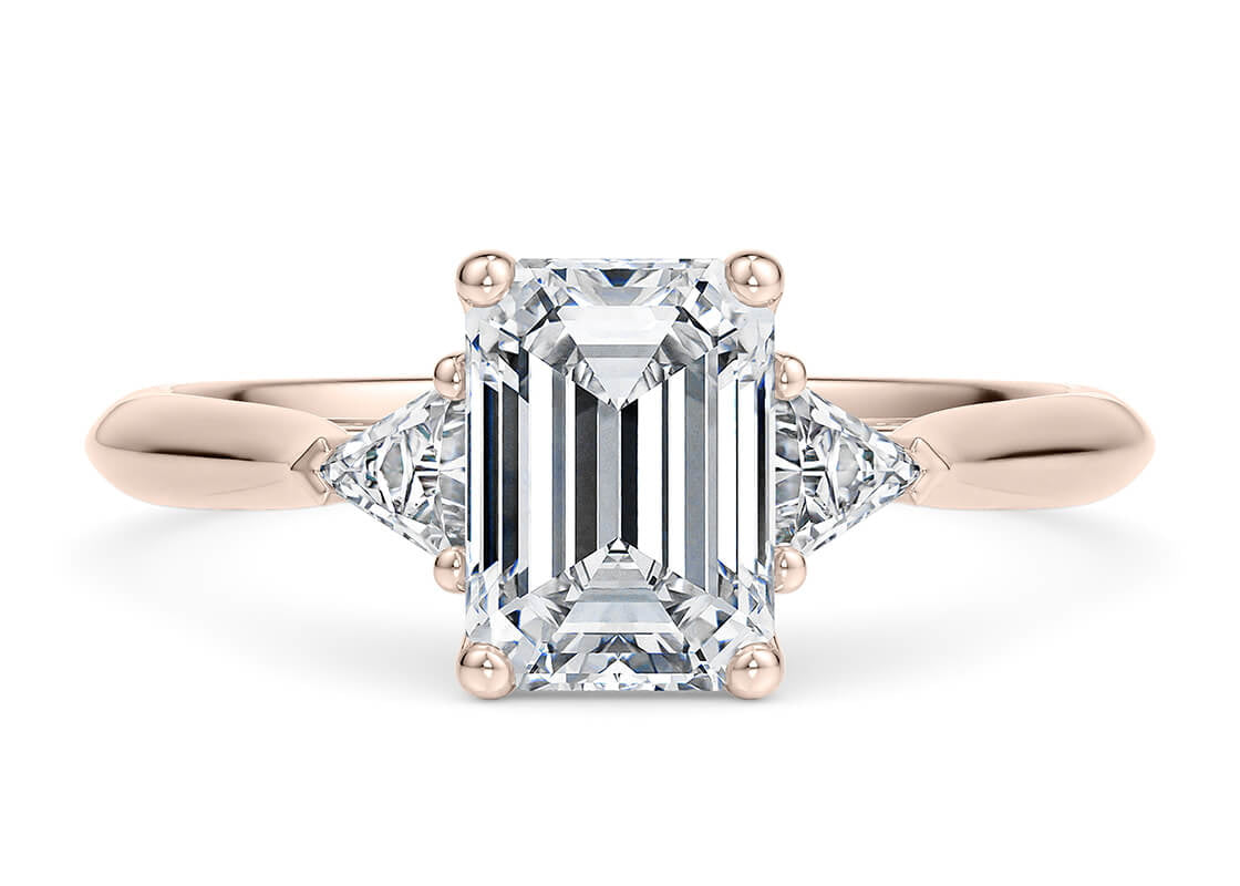 Paris Trilogy Rose Gold 18k Emerald Engagement Ring