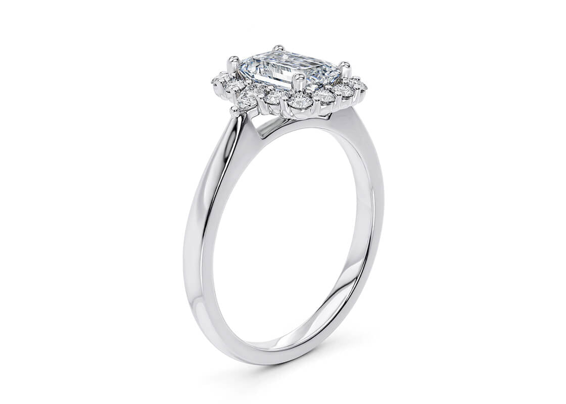 Hampstead Halo Platinum Emerald Engagement Ring