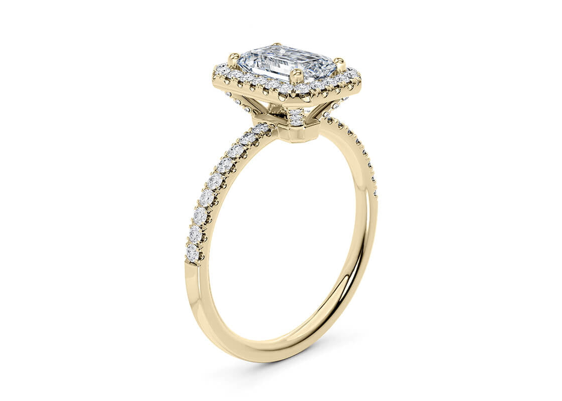Isabella Halo Yellow Gold 18k Emerald Engagement Ring
