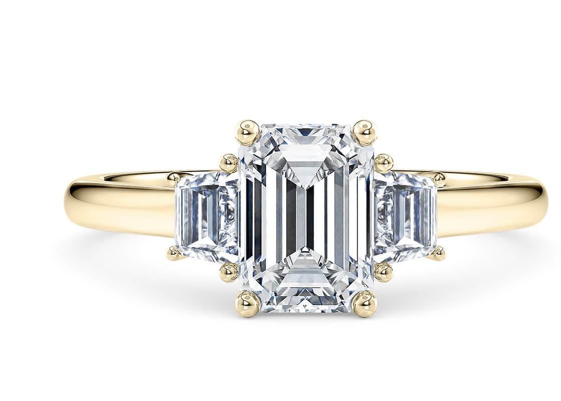 Imperia Trilogy Yellow Gold 18k Emerald Engagement Ring