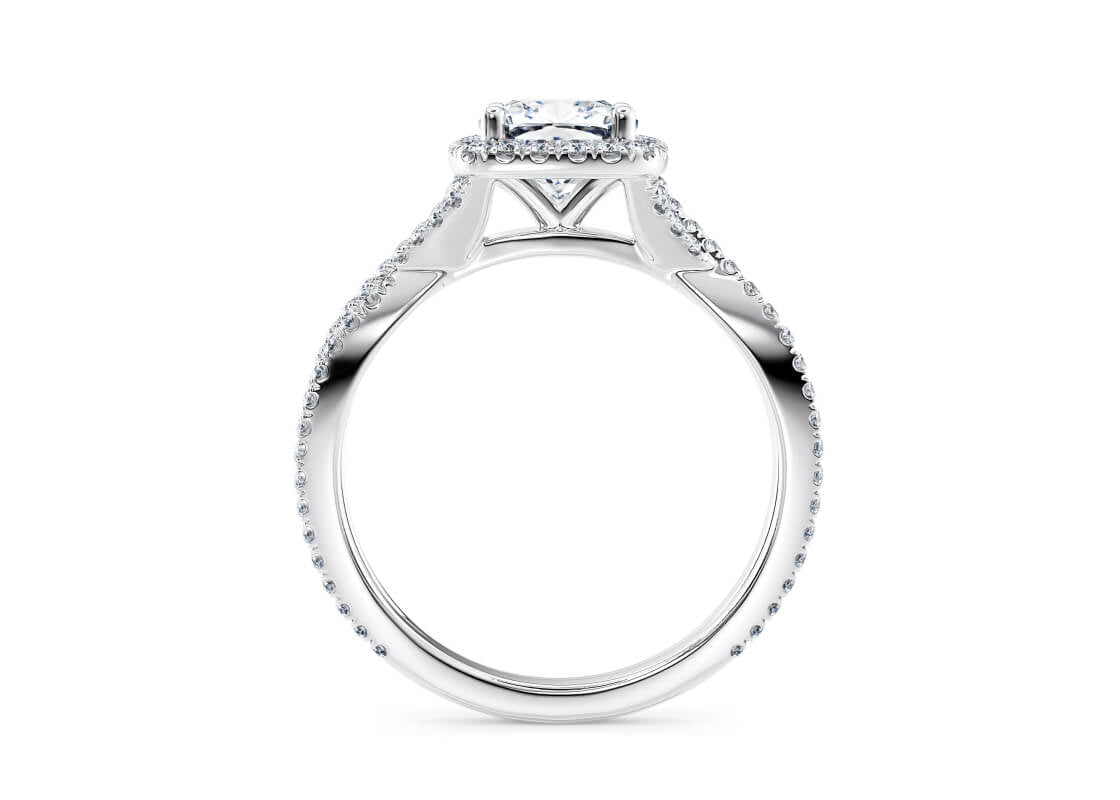 Bellatrix Halo Platinum Cushion Engagement Ring