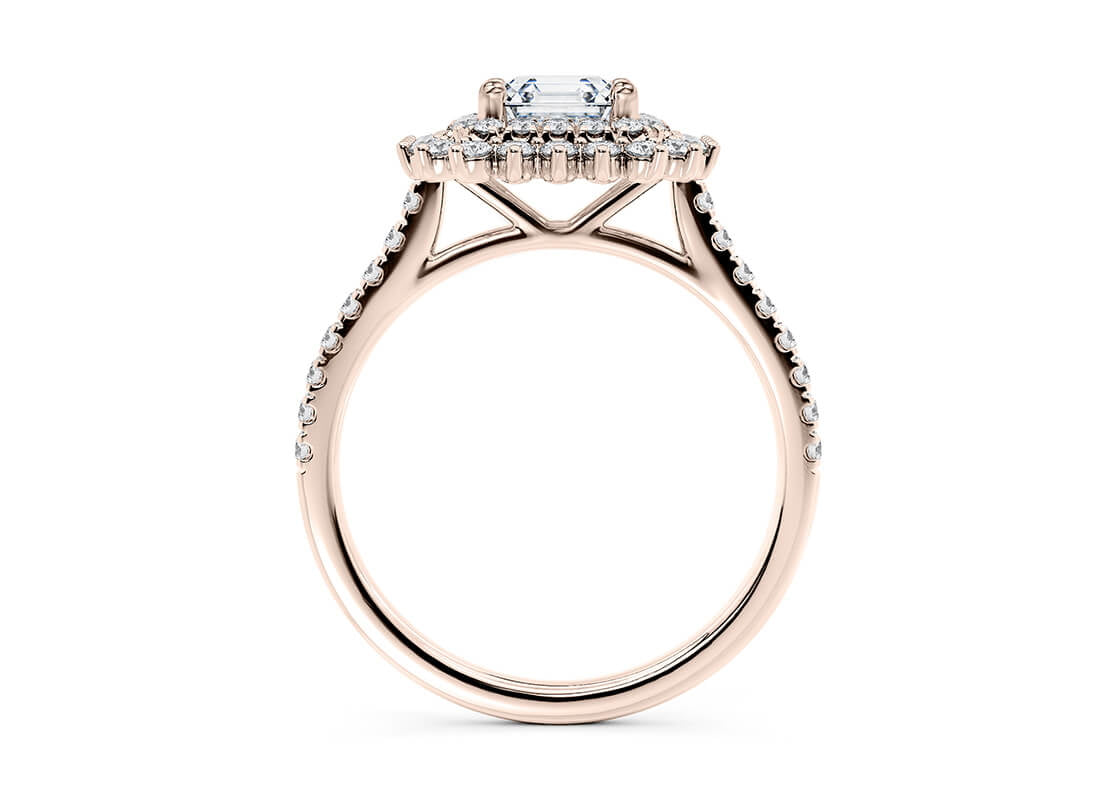 Berkeley Halo Rose Gold 18k Asscher Engagement Ring