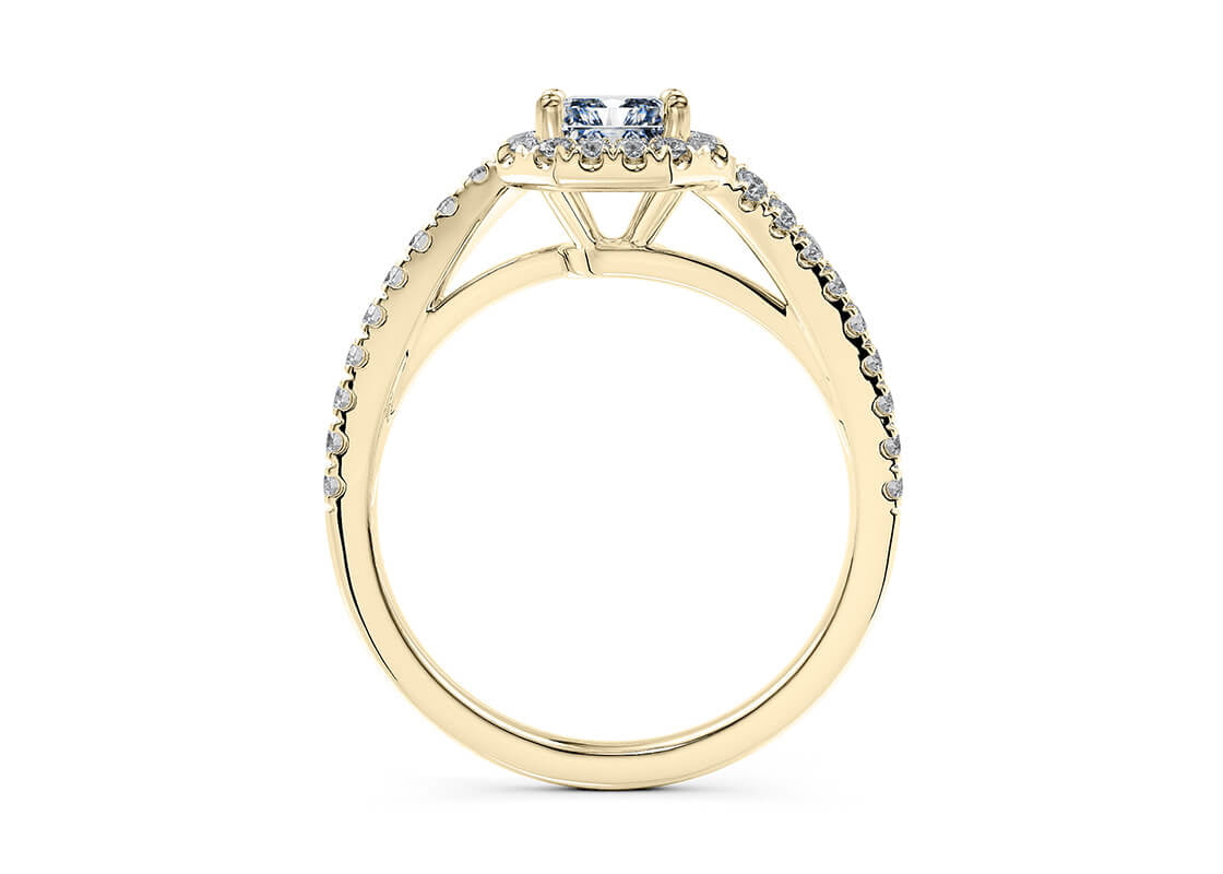 Kew Halo Yellow Gold 18k Radiant Engagement Ring