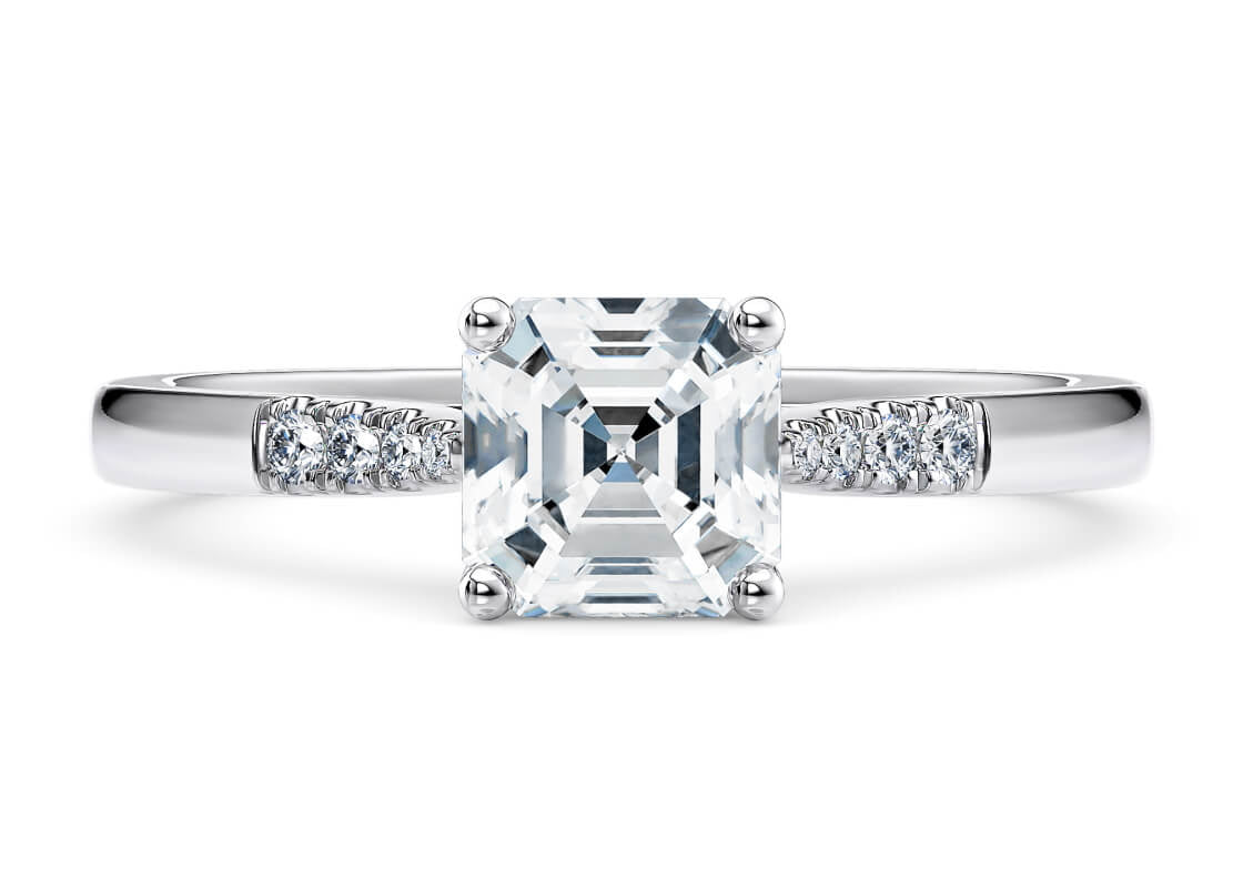 Thea Diamond Band Platinum Asscher Engagement Ring