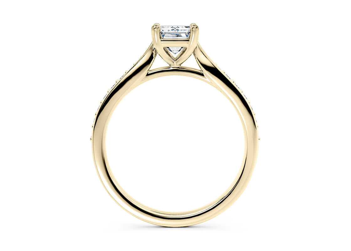 Victoria Diamond Band Yellow Gold 18k Emerald Engagement Ring