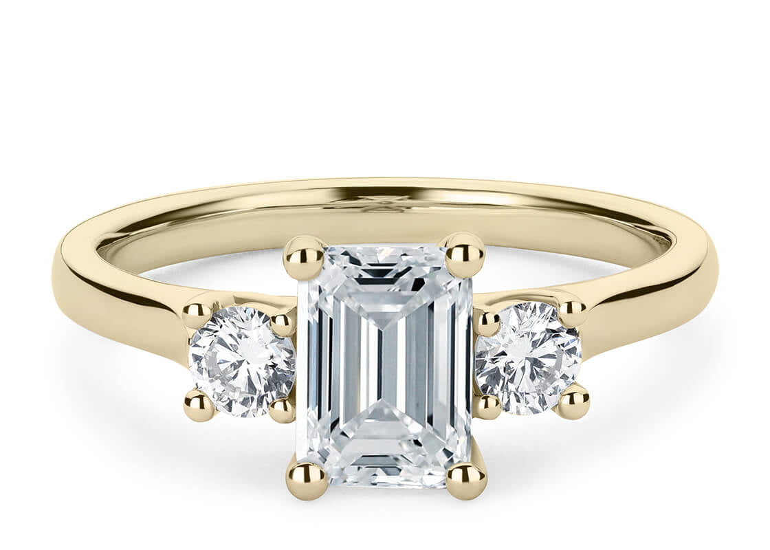 Roma Trilogy Yellow Gold 18k Emerald Engagement Ring