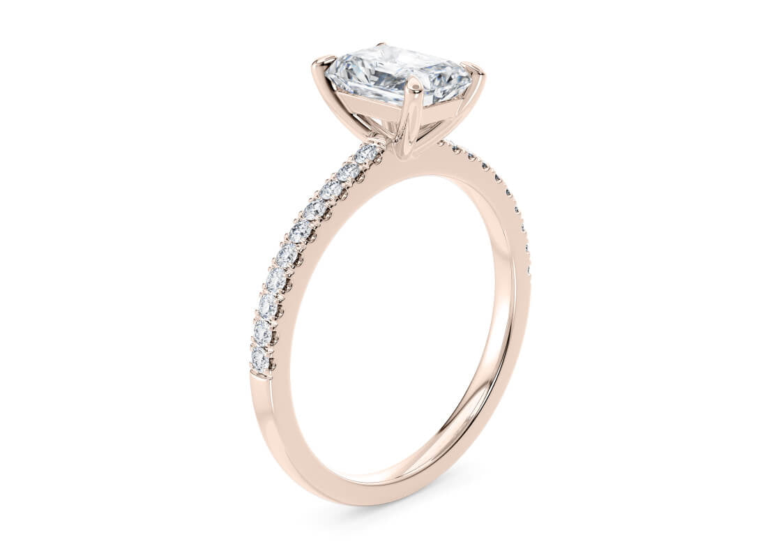 Aria Diamond Band Rose Gold 18k Radiant Engagement Ring