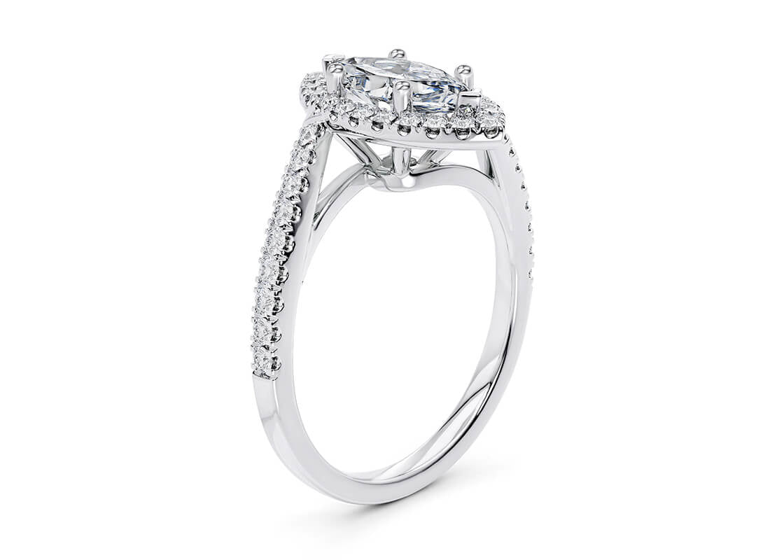 Kew Halo Platinum Marquise Engagement Ring