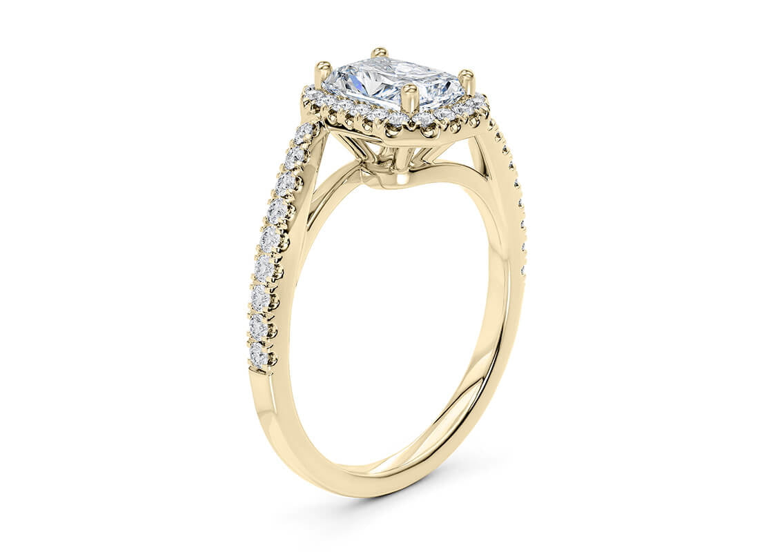 Kew Halo Yellow Gold 18k Radiant Engagement Ring