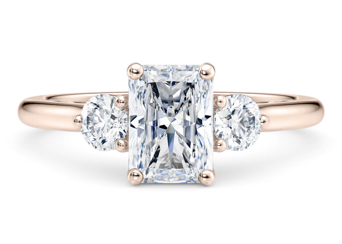 Valencia Trilogy Rose Gold 18k Radiant Engagement Ring