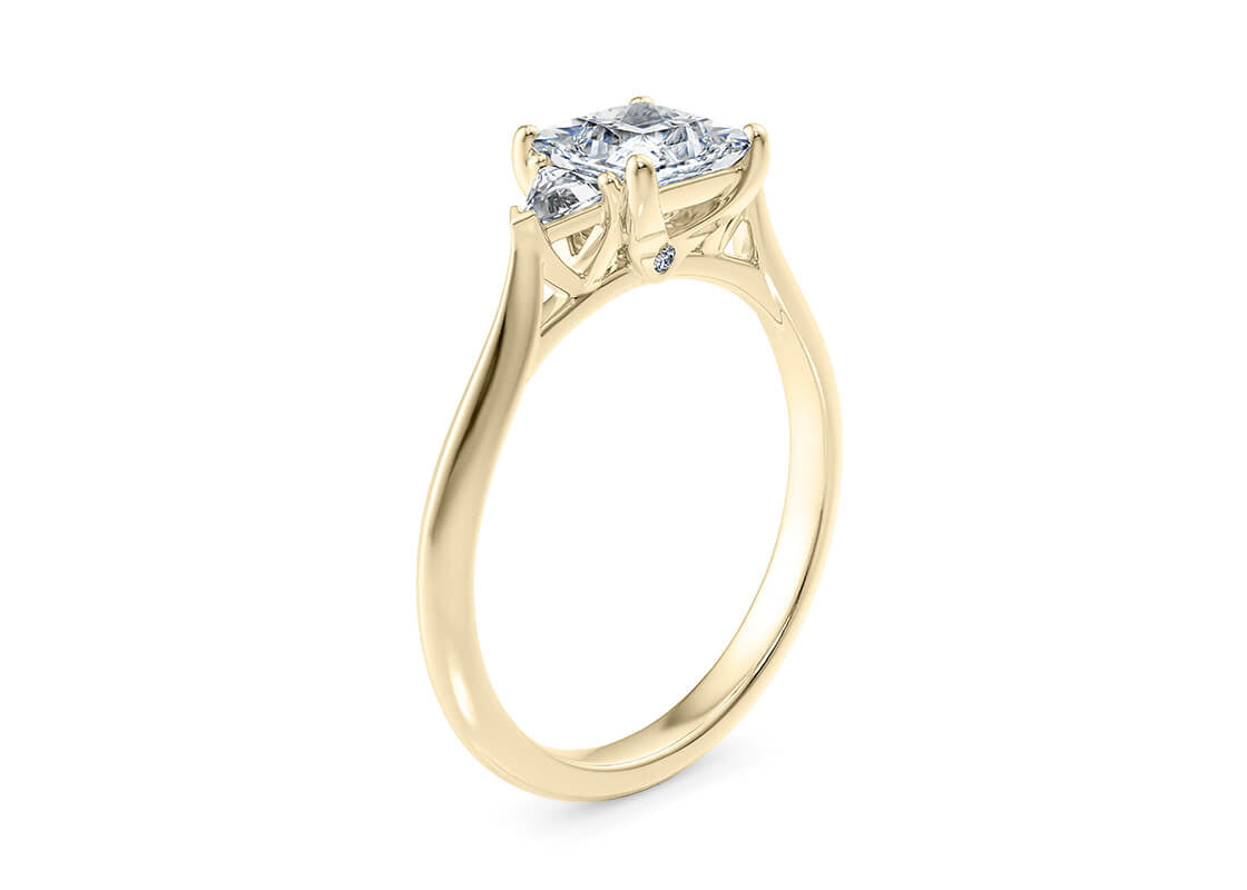 Paris Trilogy Yellow Gold 18k Princess Engagement Ring