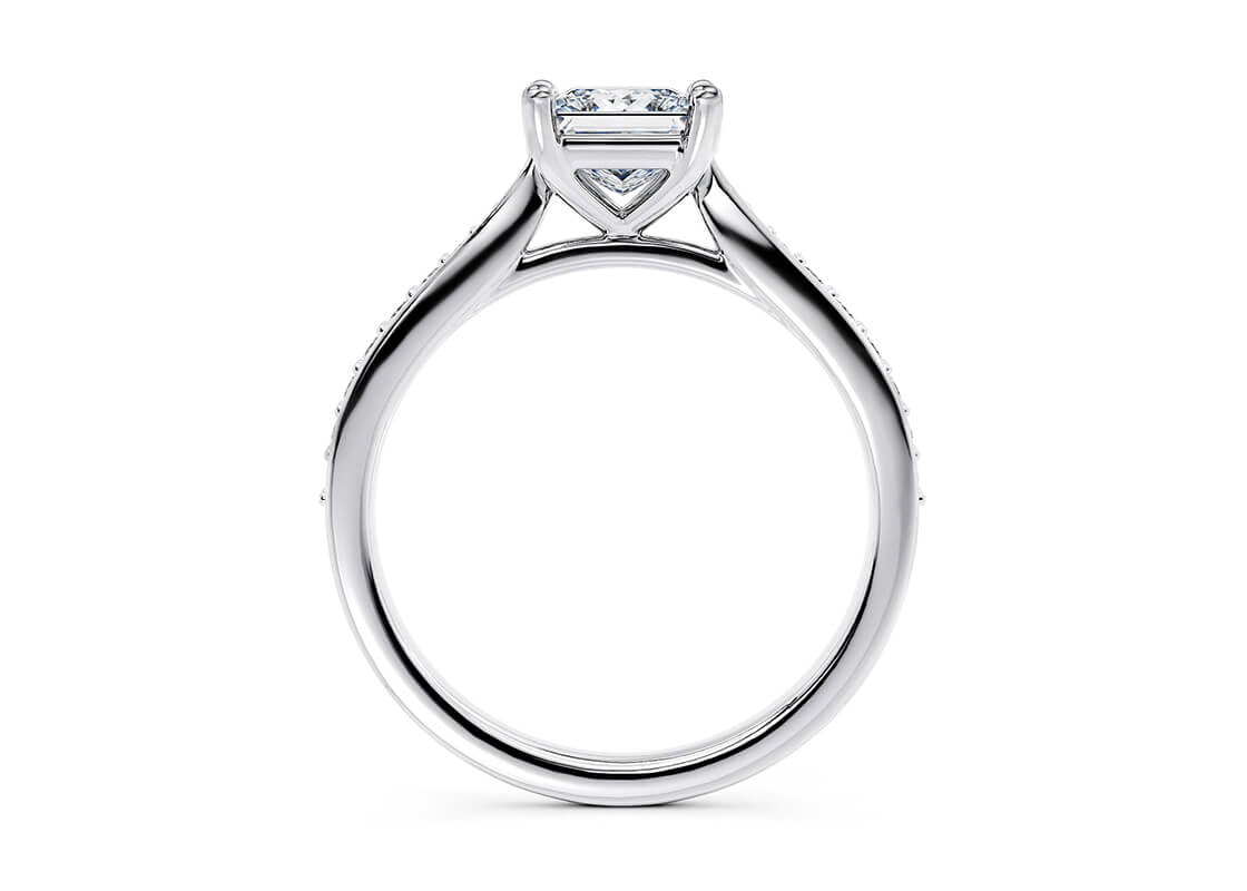 Victoria Diamond Band Platinum Princess Engagement Ring