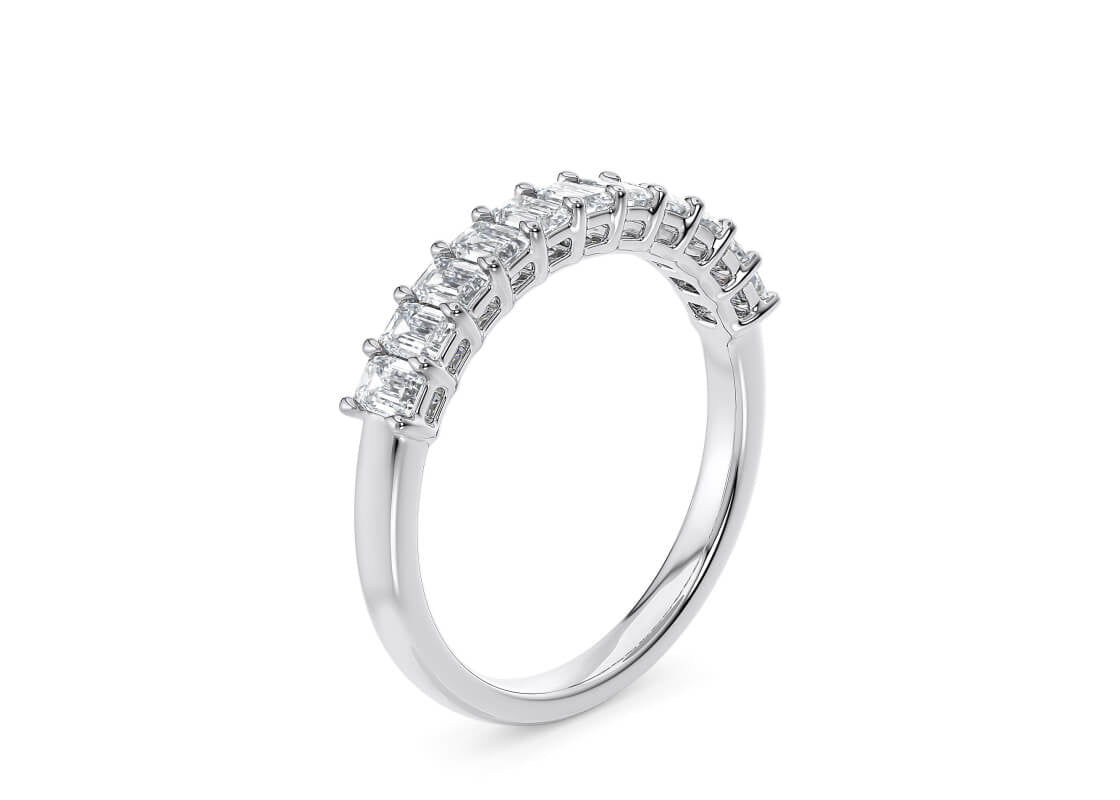 Regent Emerald Half Set White Gold 18k Natural Eternity Ring