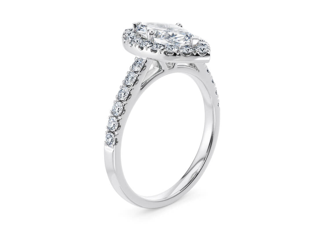 Medici Halo Platinum Marquise Engagement Ring