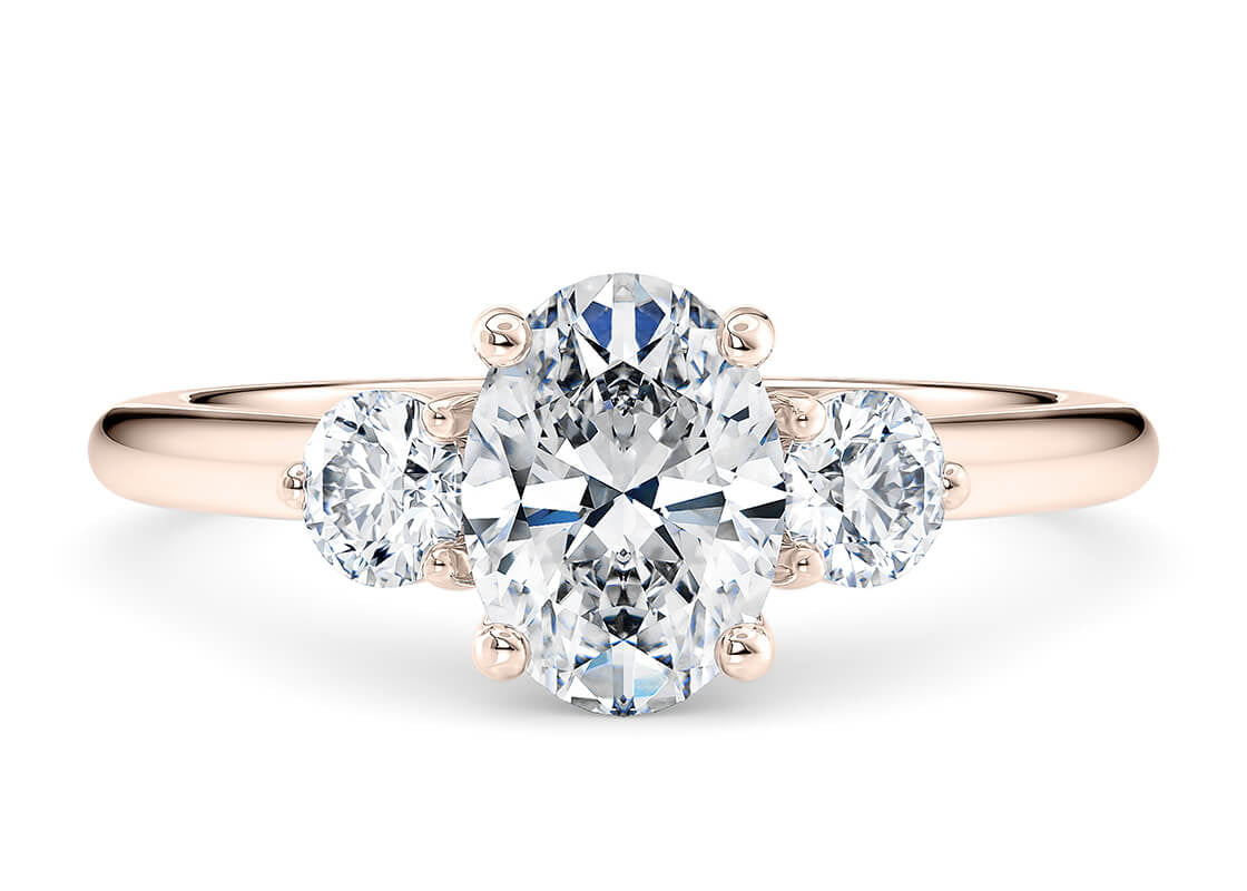 Valencia Trilogy Rose Gold 18k Oval Engagement Ring