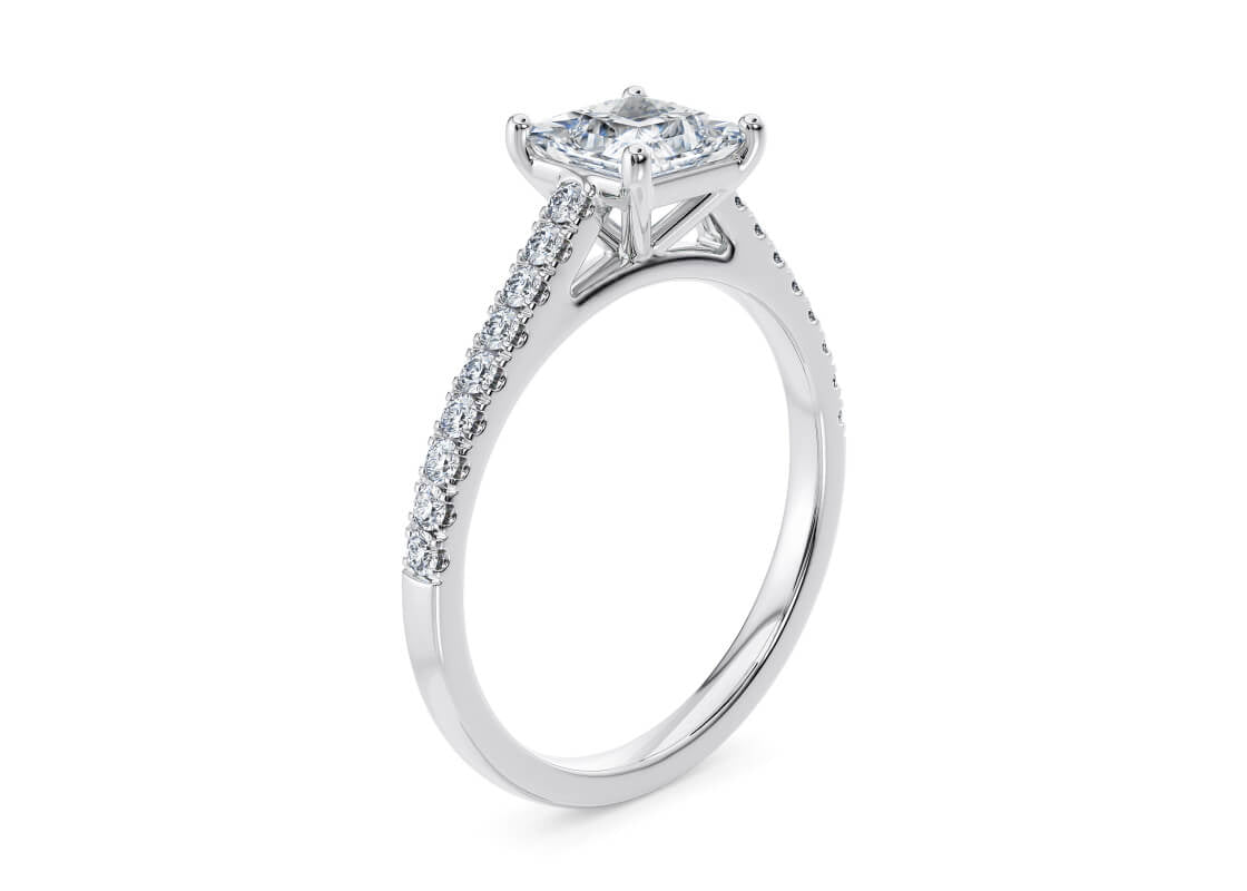 1477 Vintage Platinum Princess Engagement Ring