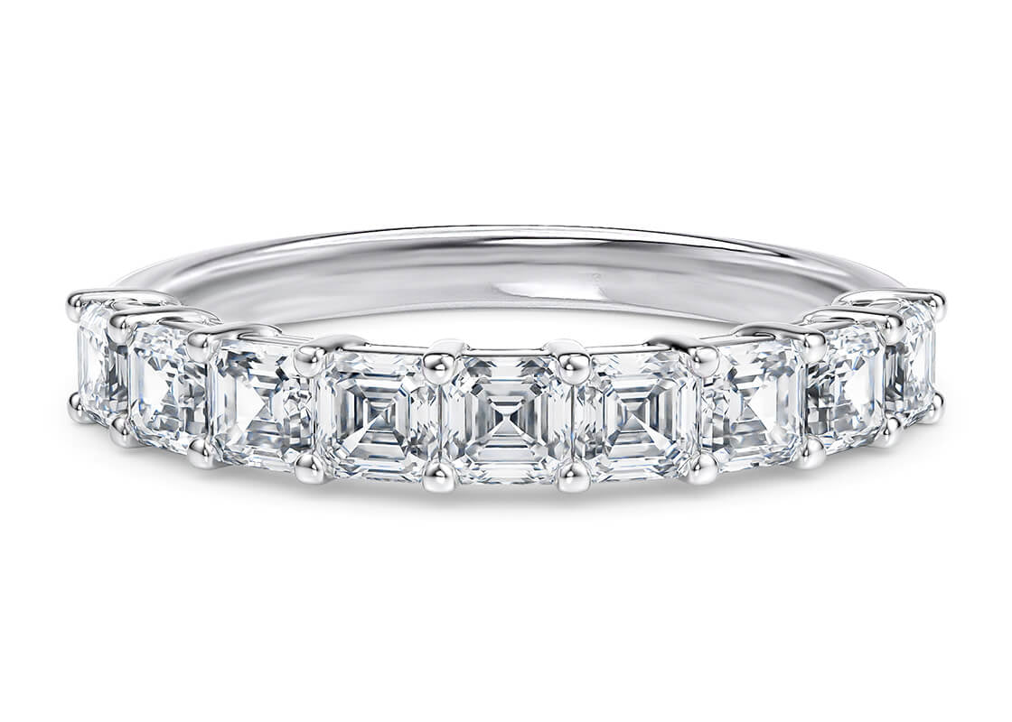 Regent Asscher Half Set White Gold 18k Lab Grown Eternity Ring