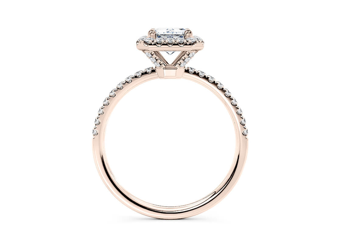 Isabella Halo Rose Gold 18k Emerald Engagement Ring