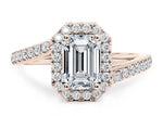 Kew Halo Rose Gold 18k Emerald Engagement Ring