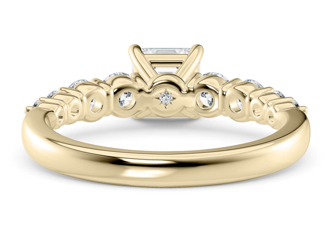 Lyra Diamond Band Yellow Gold 18k Asscher Engagement Ring