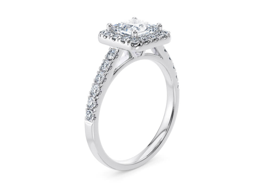 Medici Halo Platinum Princess Engagement Ring